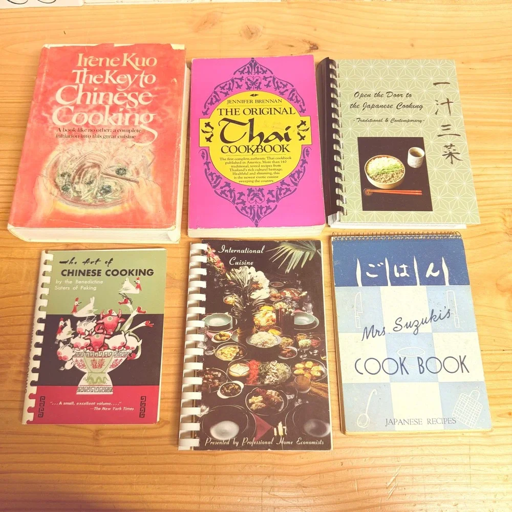 Vintage Asian Cookbook Lot of 6 Chinese Japanese Thai Cuisine Irene Kuo Suzuki